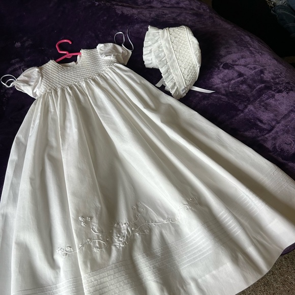 Isabel Garreton Beaded Pearl Christening Gown with Bonnet
